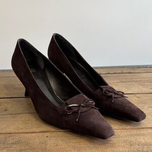 Stuart Weitzman Dark Brown Suede Heels